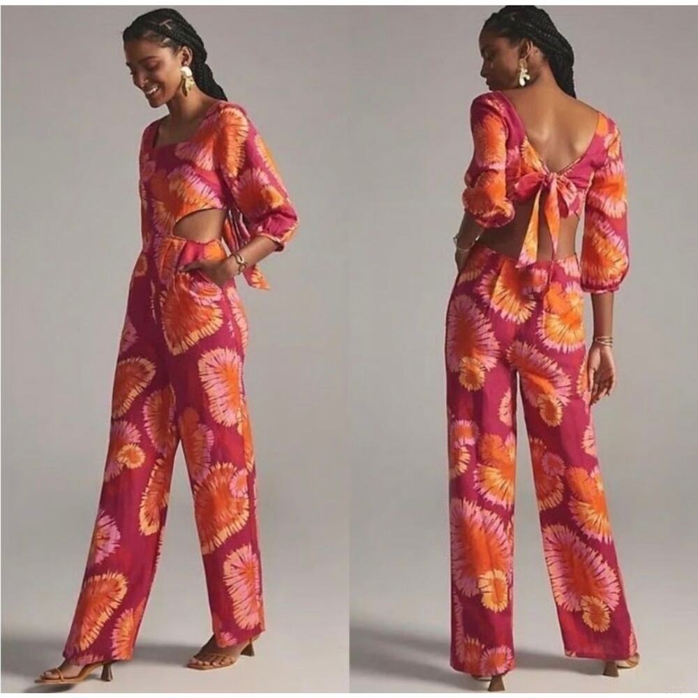 Farm Rio x Anthro tie back jumpsuit